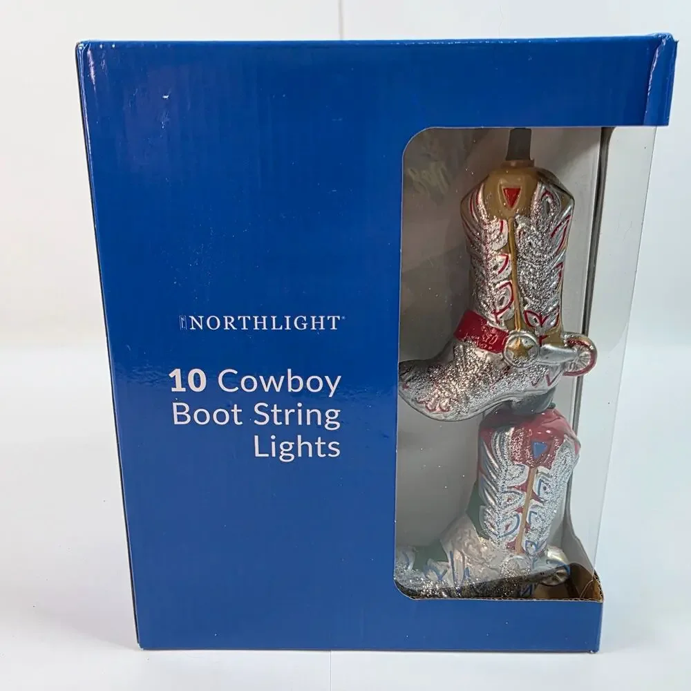 Northlight 10-Count Cowboy Boot Patio Light Set 6ft Green Wire Incandescent